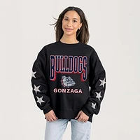 Women's Gameday Couture  Black Gonzaga Bulldogs Relaxed Rhinestud Star Pullover Sweatshirt