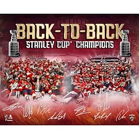 Florida Panthers Autographed 16" x 20" Back-To-Back Stanley Cup Champions Stylized Photograph with Multiple Signatures - Limited Edition of 99