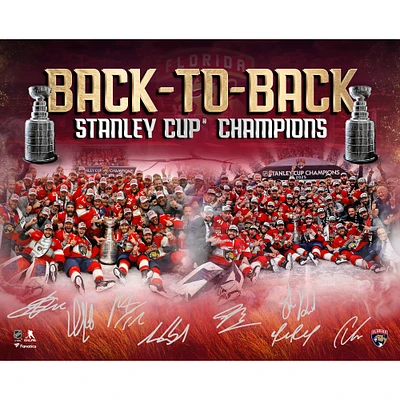 Florida Panthers Autographed 16" x 20" Back-To-Back Stanley Cup Champions Stylized Photograph with Multiple Signatures - Limited Edition of 99
