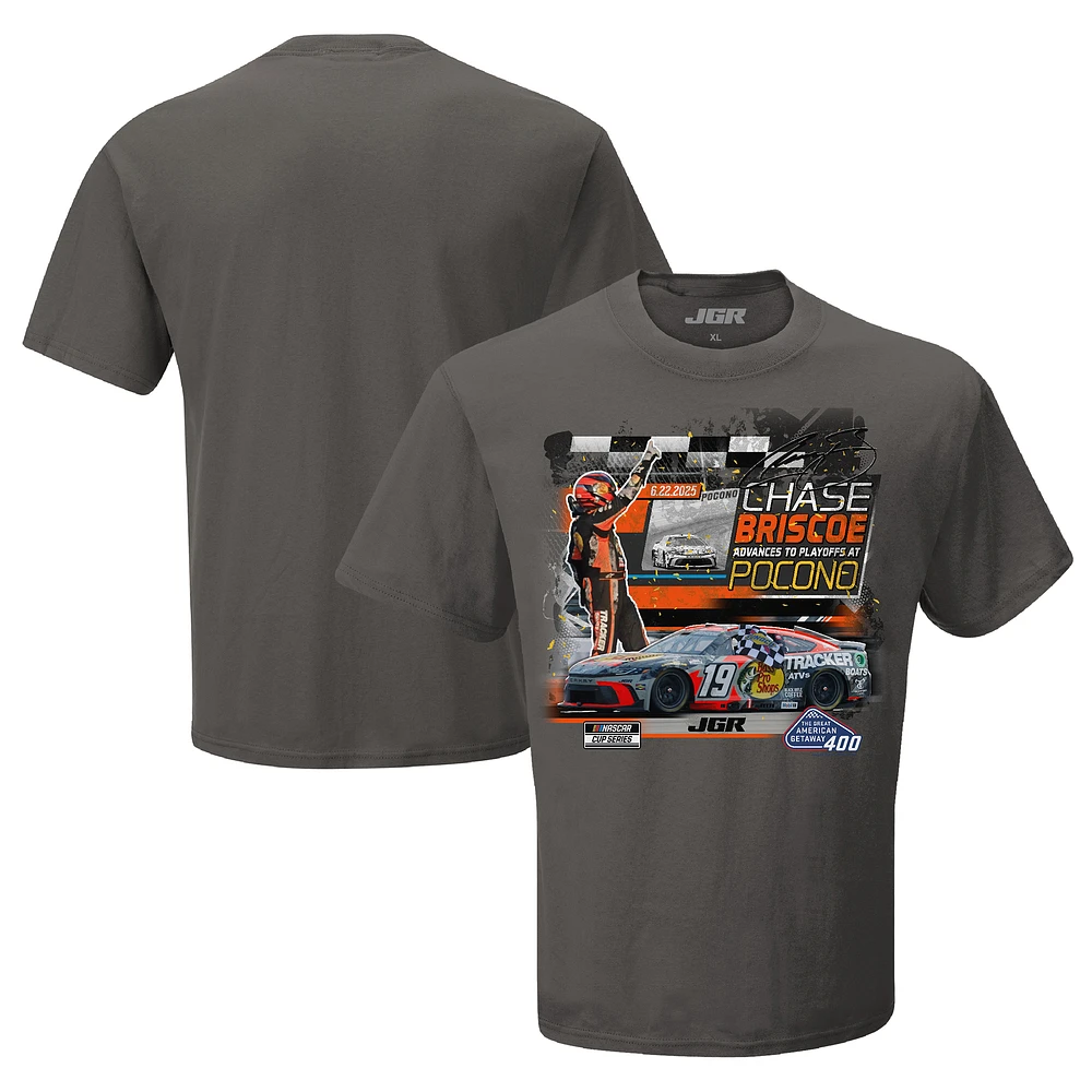 Men's Checkered Flag Sports Charcoal Chase Briscoe 2025 The Great American Getaway 400 Race Win T-Shirt
