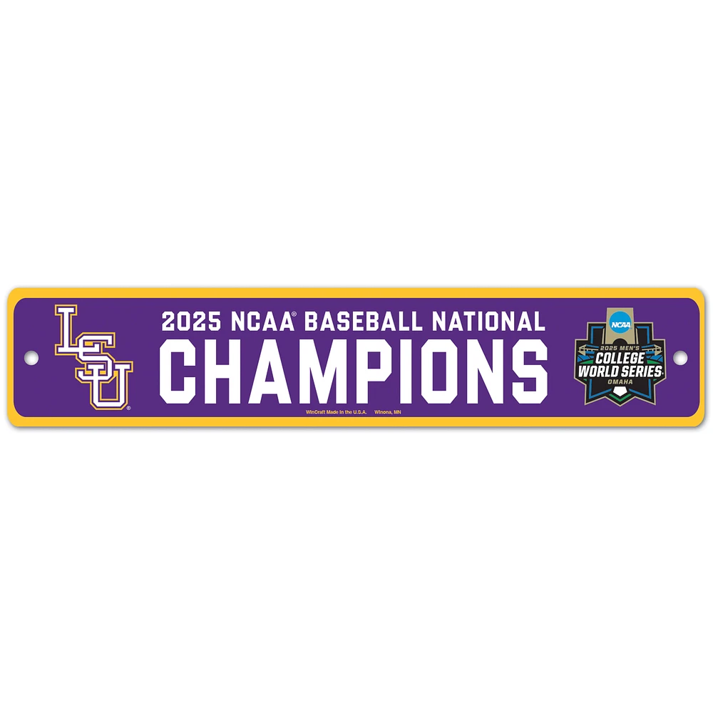 WinCraft LSU Tigers 2025 NCAA Baseball Men's College World Series Champions 3.75" x 19" Street Sign