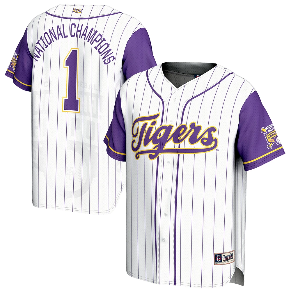 Unisex GameDay Greats #1 White LSU Tigers 2025 NCAA Baseball Men's College World Series Champions Lightweight Jersey