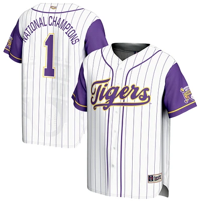 Unisex GameDay Greats #1 White LSU Tigers 2025 NCAA Baseball Men's College World Series Champions Lightweight Jersey