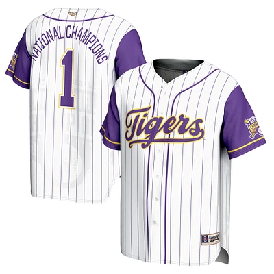 Youth GameDay Greats #1 White LSU Tigers 2025 NCAA Men's Baseball College World Series Champions Lightweight Jersey
