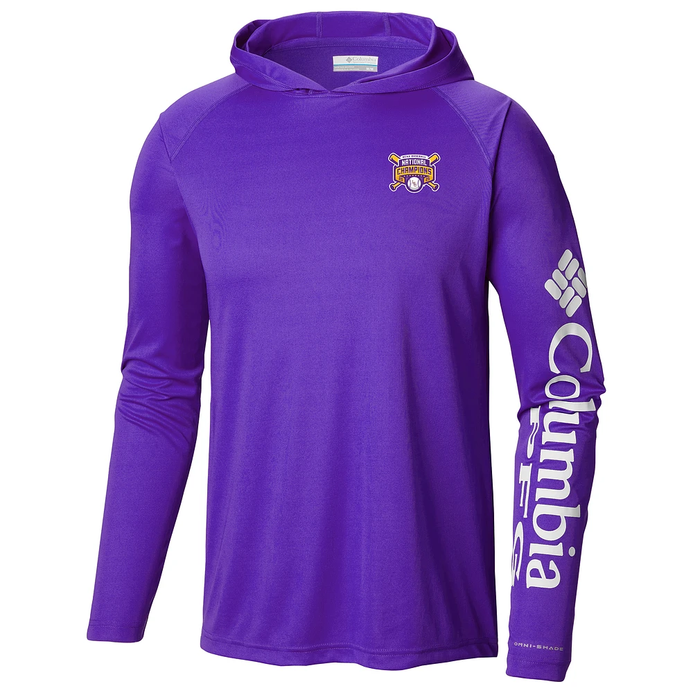 Men's Columbia Purple LSU Tigers 2025 NCAA Baseball College World Series Champions Terminal Tackle Omni-Shade Pullover Hoodie