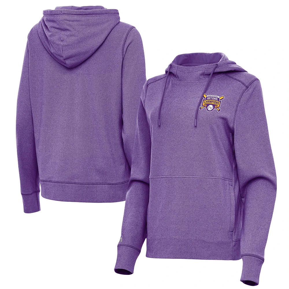 Women's Antigua Heather LSU Tigers 2025 NCAA Baseball Men's College World Series National Champions Justice Pullover Hoodie