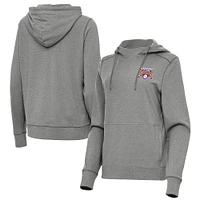 Women's Antigua Heather LSU Tigers 2025 NCAA Baseball Men's College World Series National Champions Justice Pullover Hoodie
