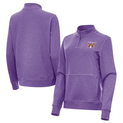 Women's Antigua Heather Purple LSU Tigers 2025 NCAA Baseball Men's College World Series National Champions Crush Quarter-Zip Jacket