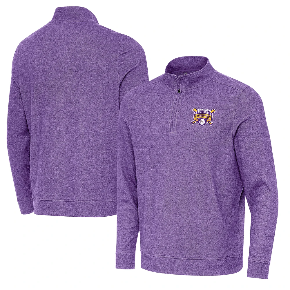 Men's Antigua Heather Purple LSU Tigers 2025 NCAA Baseball College World Series National Champions Subtle Quarter-Zip Jacket