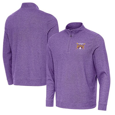 Men's Antigua Heather Purple LSU Tigers 2025 NCAA Baseball College World Series National Champions Subtle Quarter-Zip Jacket