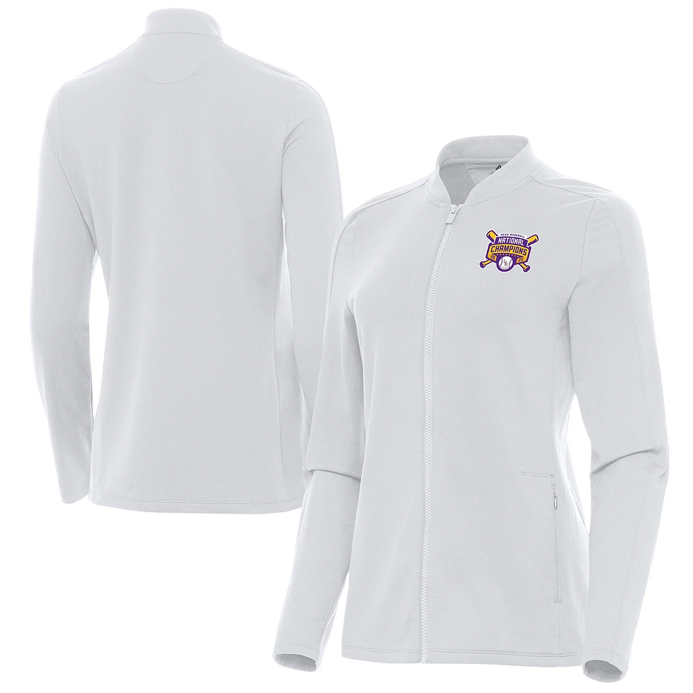 Women's Antigua White LSU Tigers 2025 NCAA Baseball Men's College World Series National Champions Continual Quarter-Zip Jacket