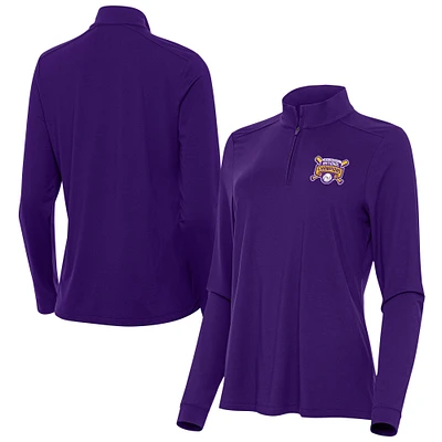 Women's Antigua Purple LSU Tigers 2025 NCAA Baseball Men's College World Series National Champions Intent Quarter-Zip Jacket
