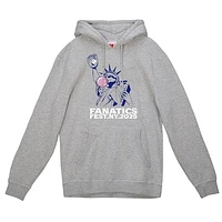 Men's Mitchell & Ness Heather Gray Fanatics Fest 2025 Bubble Gum Liberty Fleece Pullover Hoodie