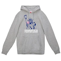 Men's Mitchell & Ness Heather Gray Fanatics Fest 2025 Bubble Gum Liberty Fleece Pullover Hoodie
