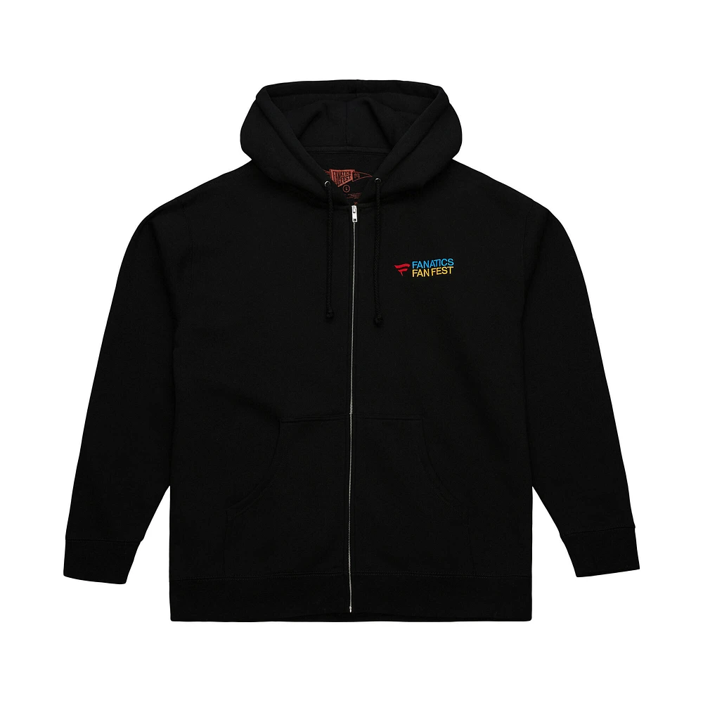 Men's Mitchell & Ness Black Fanatics Fest 2025 Batter Up Full-Zip Hoodie