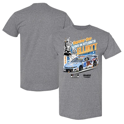 Men's Checkered Flag Sports Charcoal Chase Elliott 2025 Quaker State 400 Race Winner T-Shirt