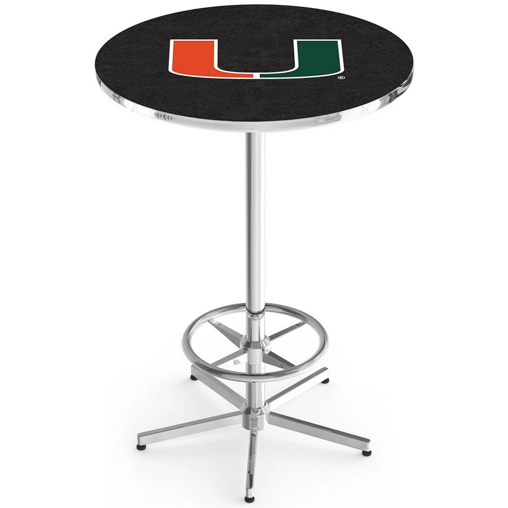Miami Hurricanes 42" Retro Base Chrome Pub Table