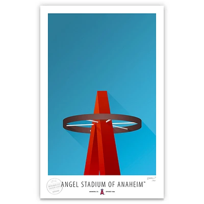 Los Angeles Angels 17" x 26" Angel Stadium The Halo Minimalist Art Giclee Print
