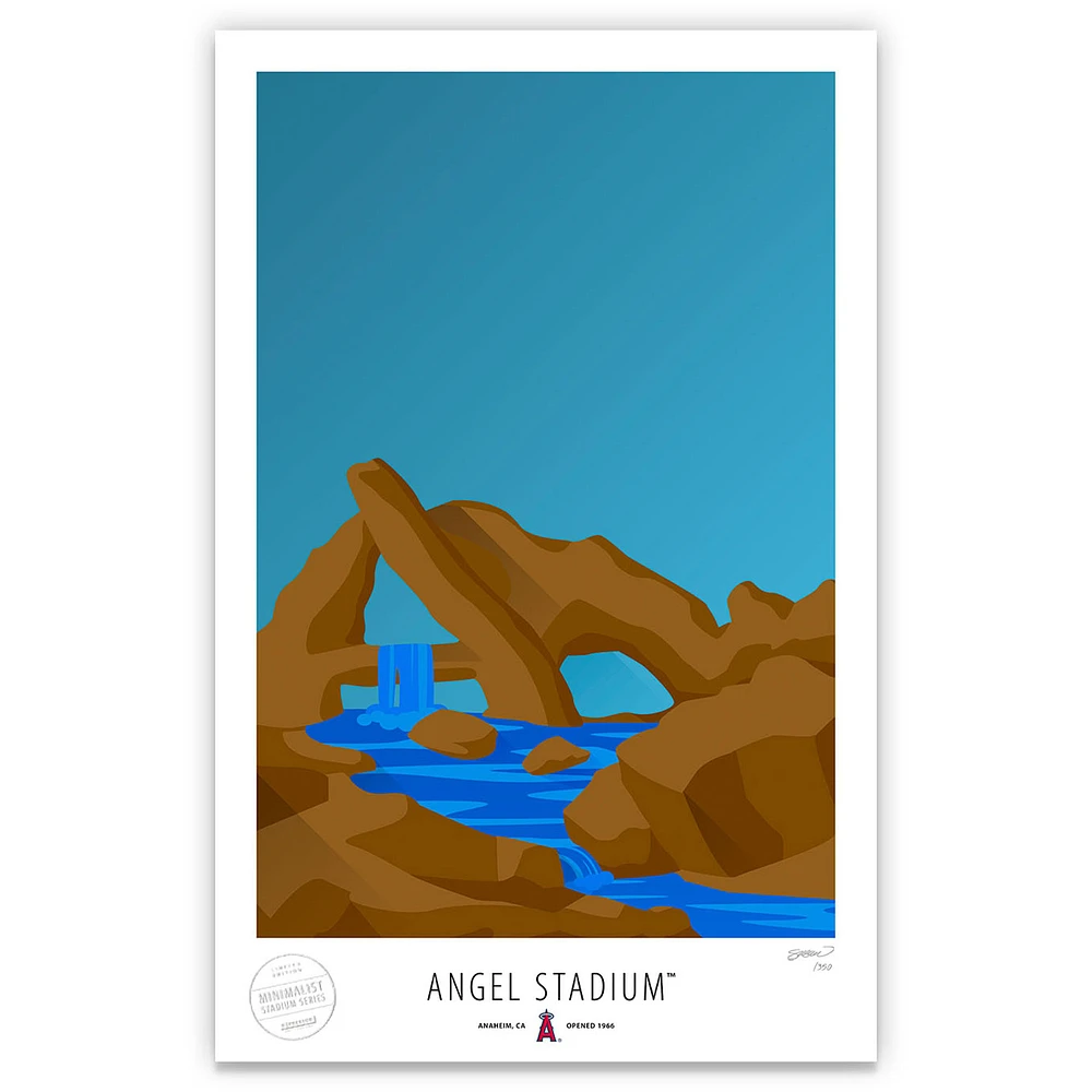 Los Angeles Angels 17" x 26" Angel Stadium The Rock Pile Minimalist Art Giclee Print