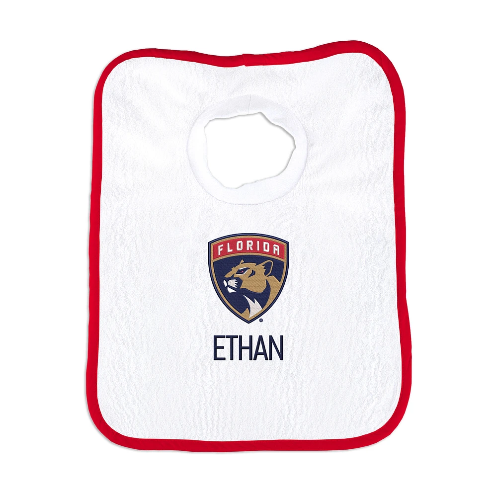 Newborn & Infant White Florida Panthers Personalized Bib