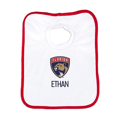 Newborn & Infant White Florida Panthers Personalized Bib