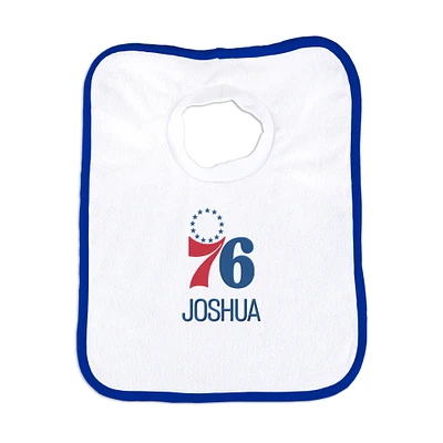 Newborn & Infant White Philadelphia 76ers Personalized Bib