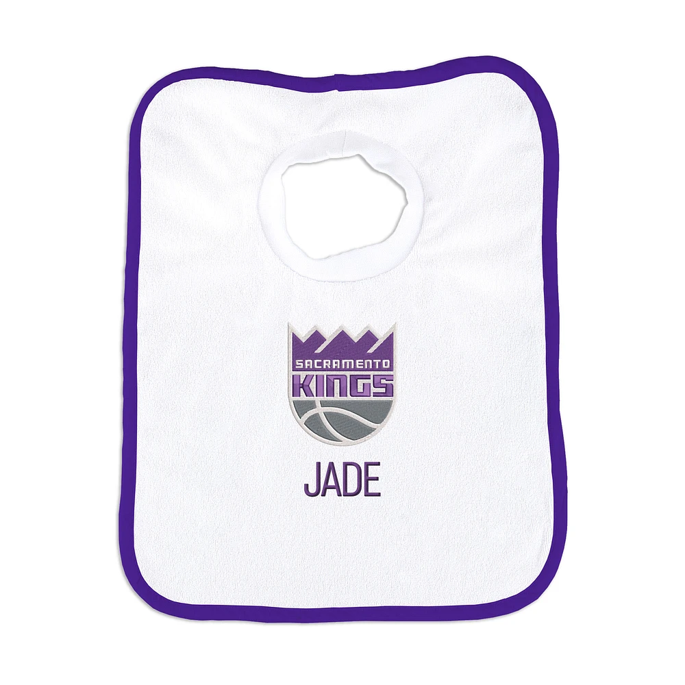 Newborn & Infant White Sacramento Kings Personalized Bib