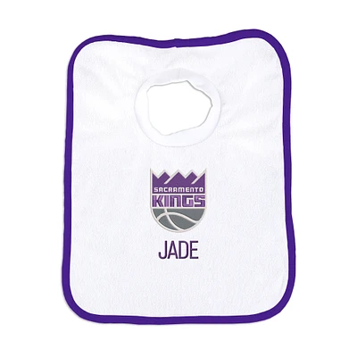 Newborn & Infant White Sacramento Kings Personalized Bib