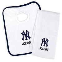 Newborn & Infant White New York Yankees Personalized Bib & Burp Cloth Set