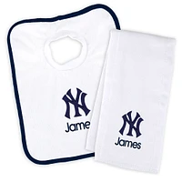 Newborn & Infant White New York Yankees Personalized Bib & Burp Cloth Set