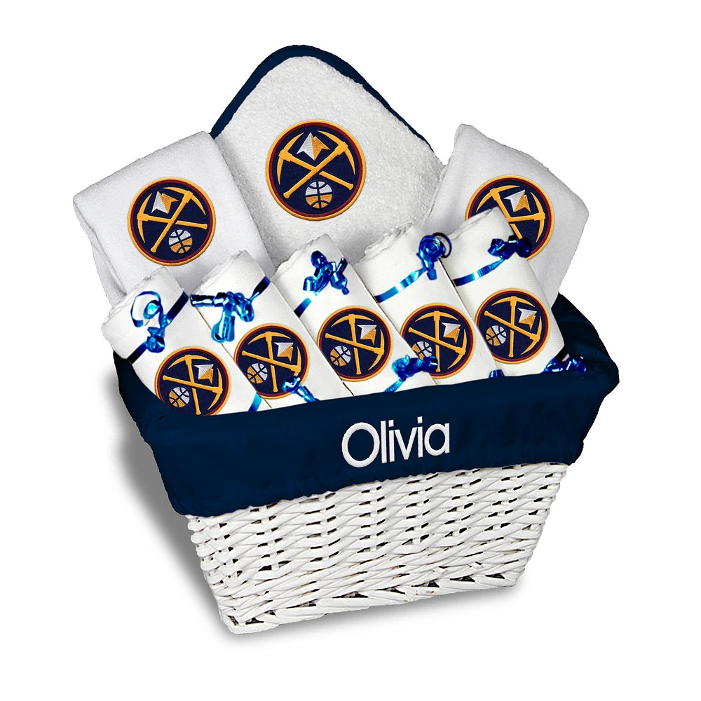 Newborn & Infant White Denver Nuggets Personalized Large Gift Basket