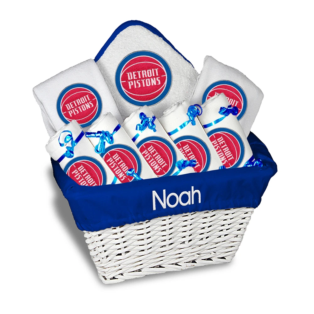 Newborn & Infant White Detroit Pistons Personalized Large Gift Basket