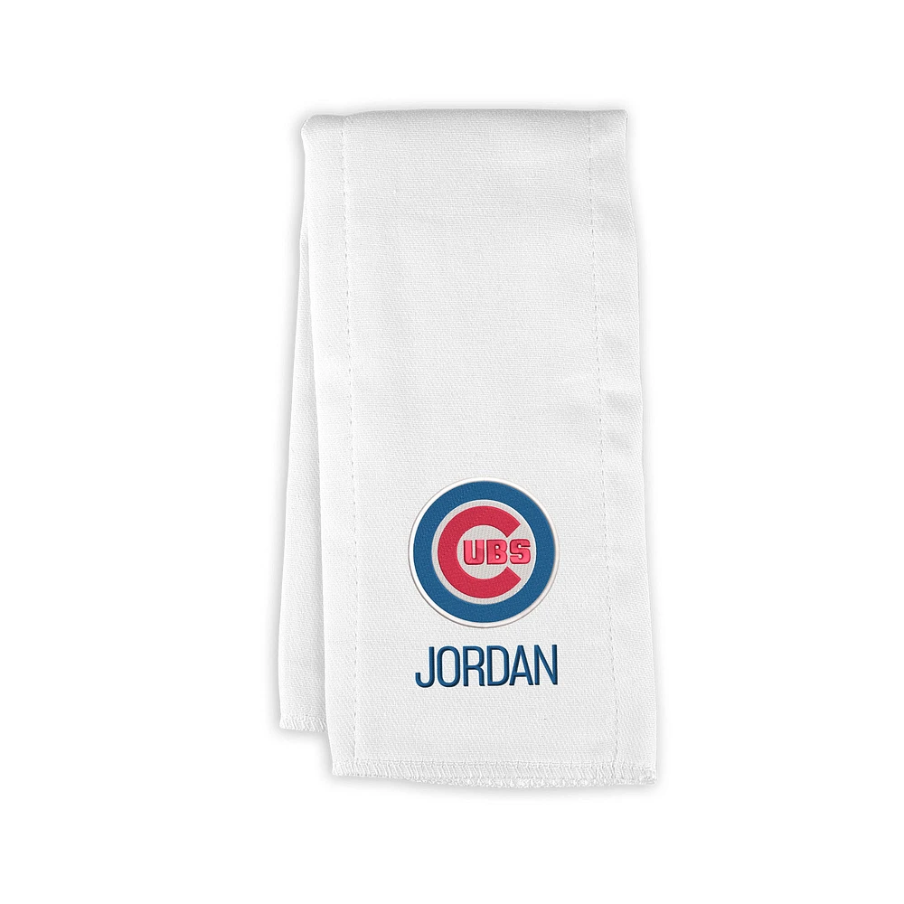 Infant White Chicago Cubs Personalized Burp Cloth