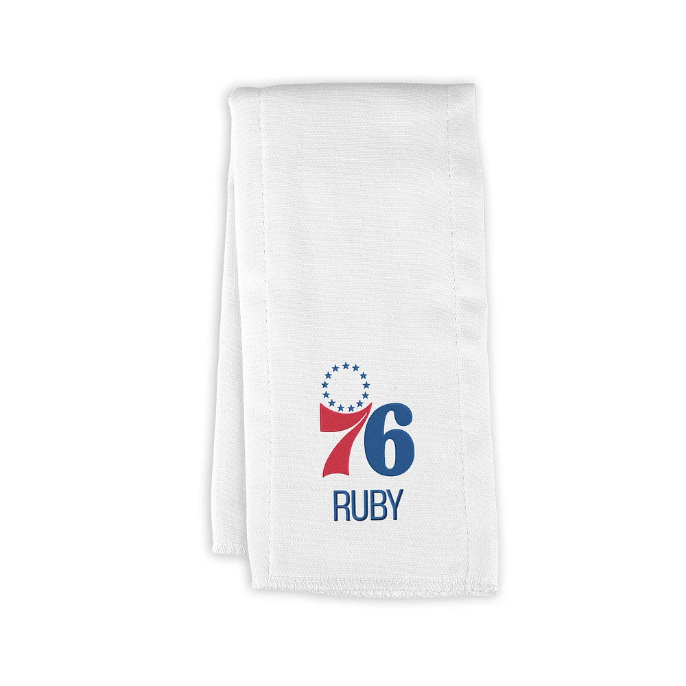 Infant White Philadelphia 76ers Personalized Burp Cloth