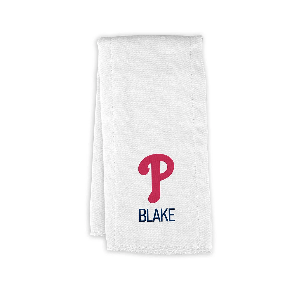 Infant White Philadelphia Phillies Personalized Burp Cloth