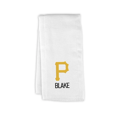 Infant White Pittsburgh Pirates Personalized Burp Cloth