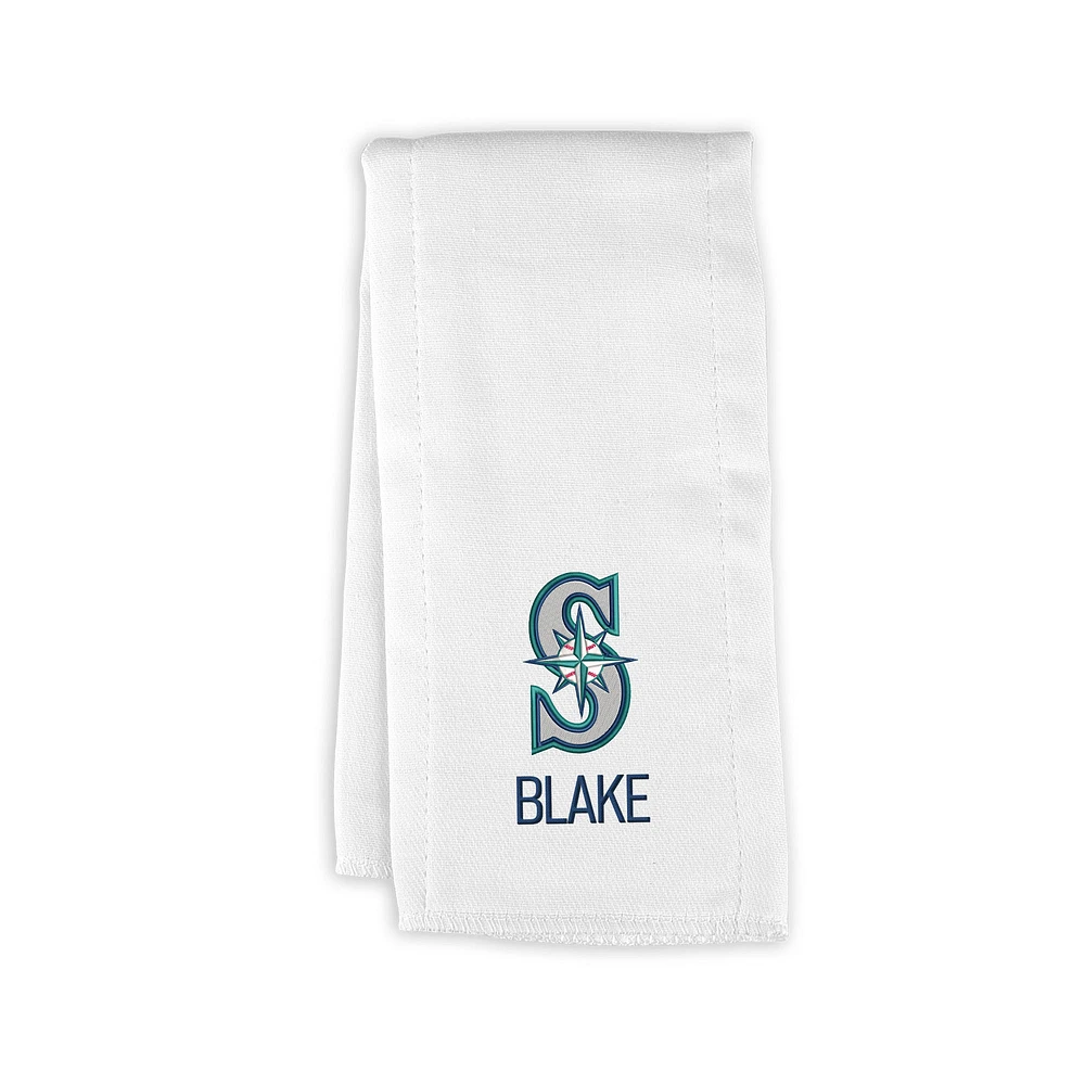 Infant White Seattle Mariners Personalized Burp Cloth