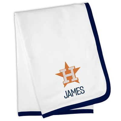 White Houston Astros Personalized Baby Blanket