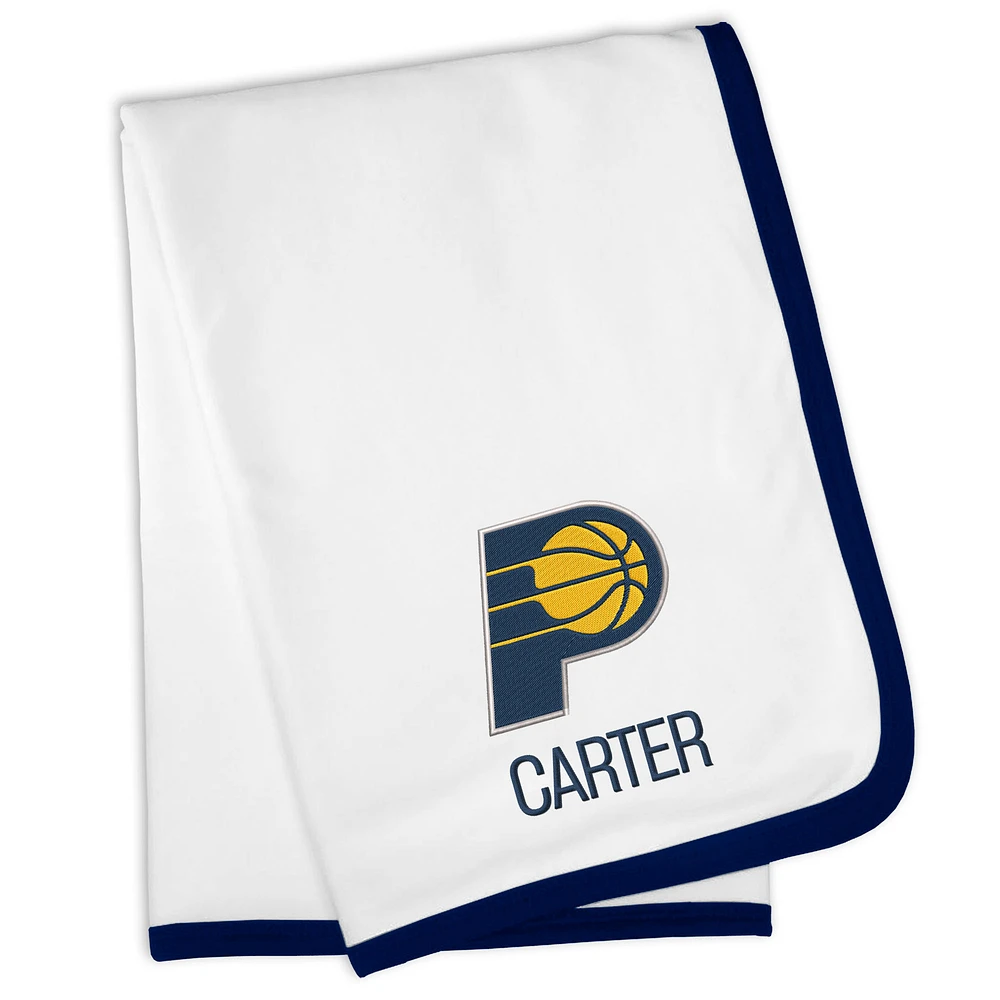 White Indiana Pacers Personalized Baby Blanket