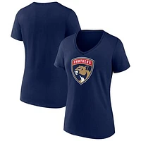 Women's Navy Florida Panthers Primary Logo V-Neck T-Shirt