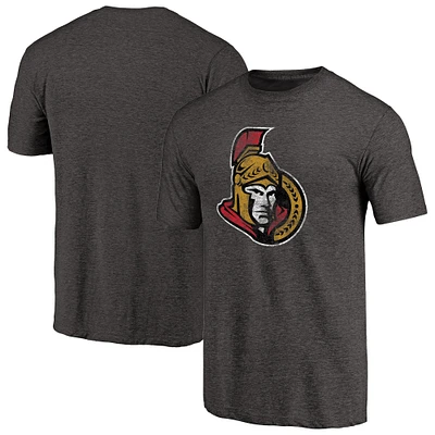 Men's Ottawa Senators Distressed Team Primary Logo Tri-Blend T-Shirt