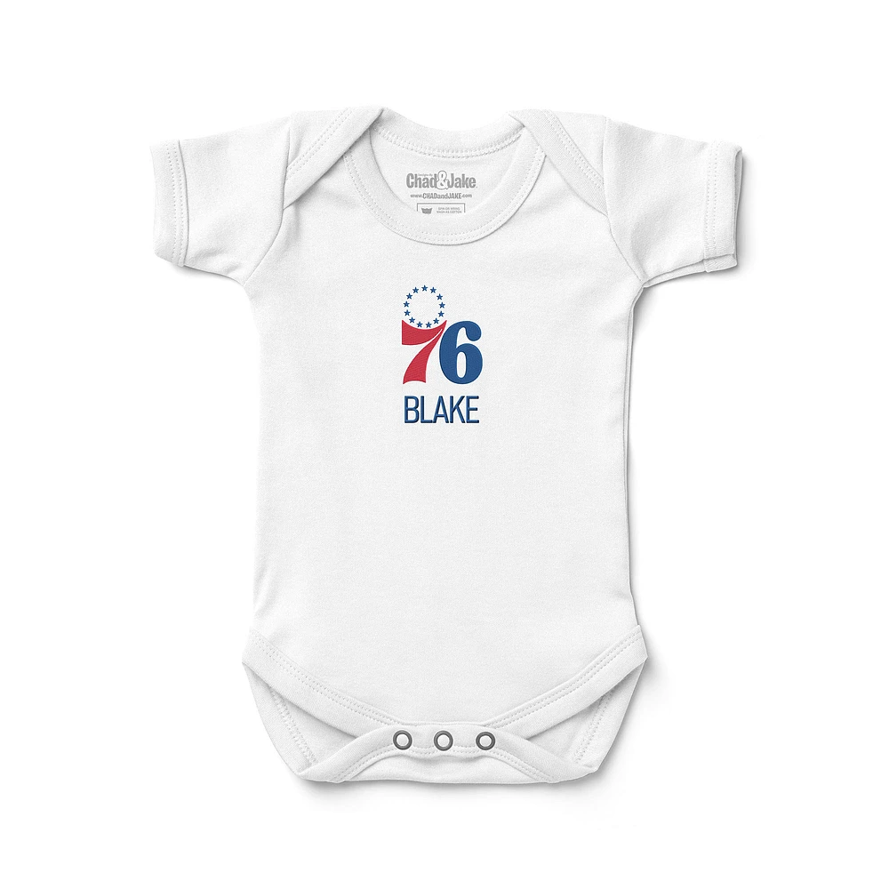 Infant White Philadelphia 76ers Personalized Bodysuit