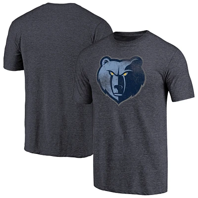 Men's Heather Navy Memphis Grizzlies Distressed Team Logo Tri-Blend T-Shirt