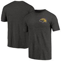 Men's Black Heather Southern Mississippi Golden Eagles Left Chest Distressed Logo Tri-Blend T-Shirt