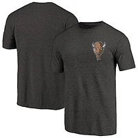 Men's Black Heather Marshall Thundering Herd Left Chest Distressed Logo Tri-Blend T-Shirt