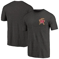 Men's Black Heather Maryland Terrapins Left Chest Distressed Logo Tri-Blend T-Shirt