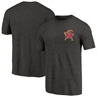 Men's Black Heather Maryland Terrapins Left Chest Distressed Logo Tri-Blend T-Shirt