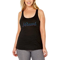 Women's Soft as a Grape Black Miami Marlins Plus Swing for the Fences Racerback Tank Top