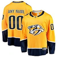 Men's Fanatics Gold Nashville Predators Home Breakaway Custom Jersey