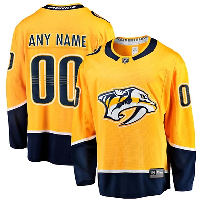 Men's Fanatics Gold Nashville Predators Home Breakaway Custom Jersey